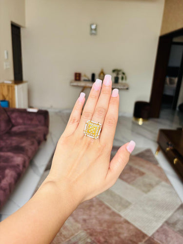 Golden White Beads Ring